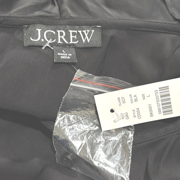 J.Crew The Goldie Top Ruffle Neckline in Black Satin NWT SZ L - Picture 5 of 10